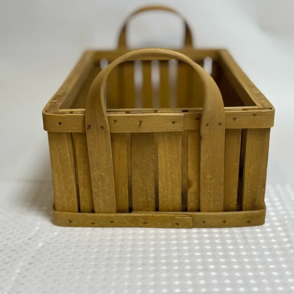 Rustic Wooden Basket with Apple Design